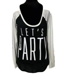 Victoria’s Secret PINK Black / White ( Let’s  Party ) Campus Baseball Tee Size M